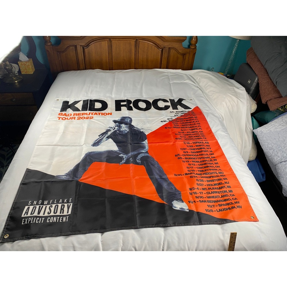 Kid Rock Bad Reputation Tour 2022 Flag OS Orange Black Excellent Tour Dates